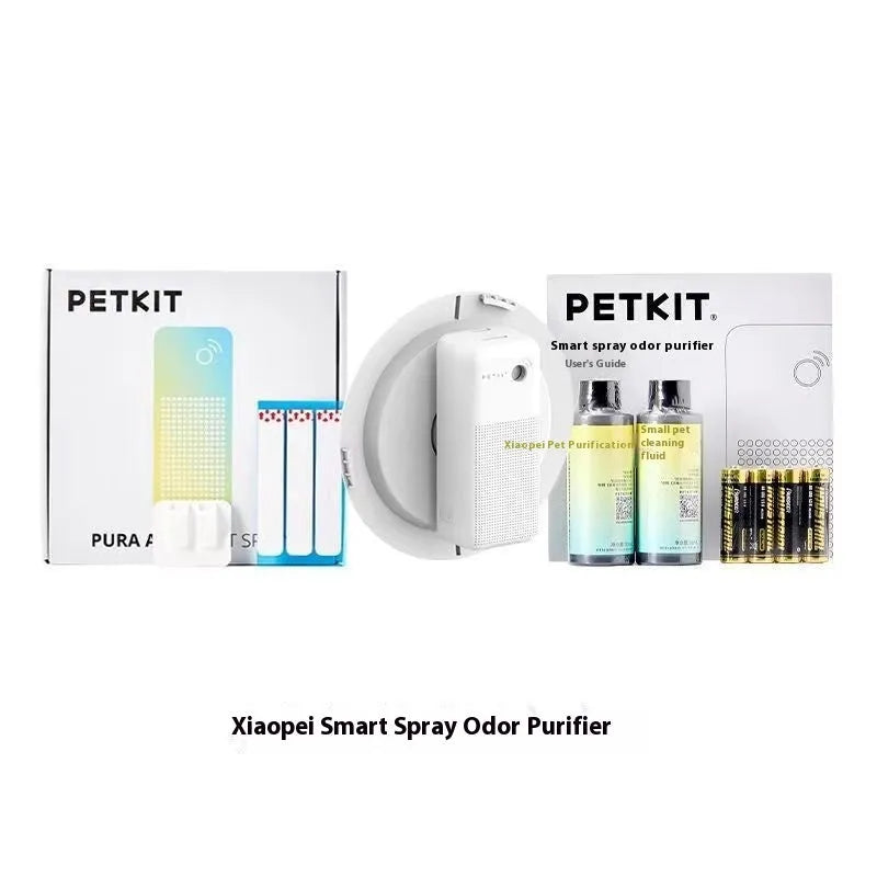 Xiaopei smart spray pet odour removal machine with external bracket and purification liquid bottles