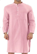 Men's cotton shirt robe in various colours shown with shirt-style front