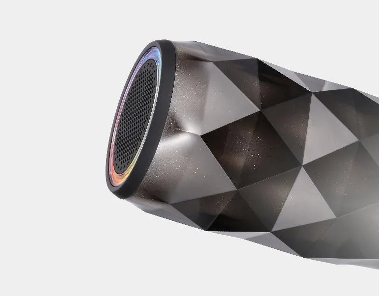 Black crystal diamond-cut Coke can shaped lantern and Bluetooth speaker with colourful LED lights.