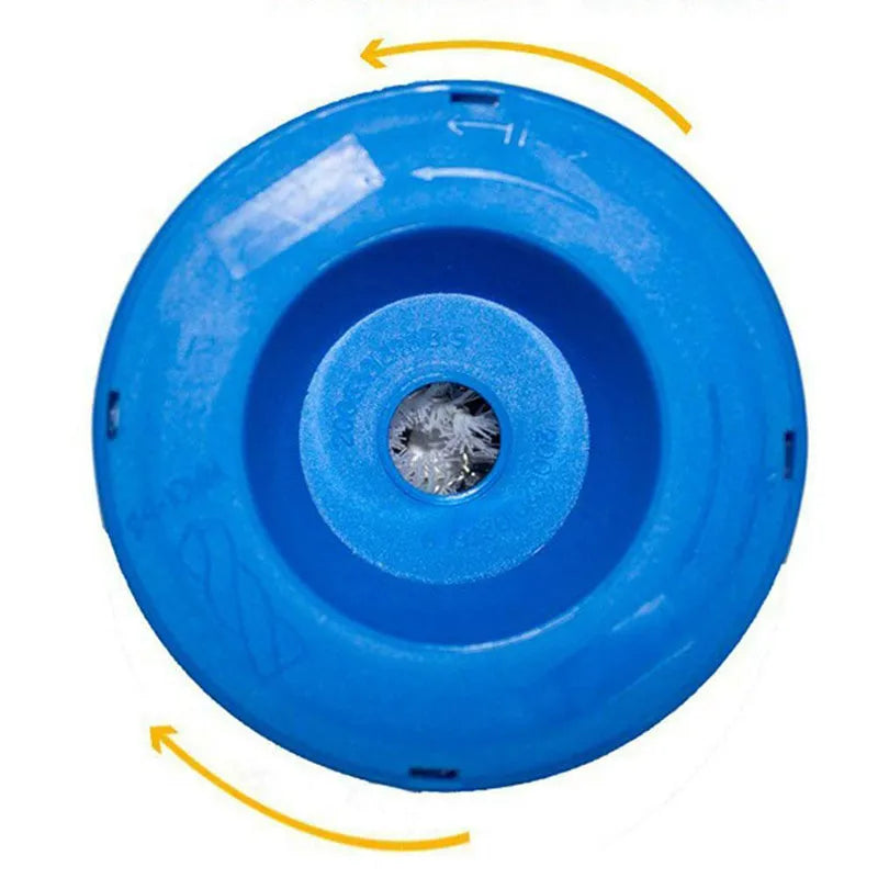 Blue bowl-shaped electric hammer dust cover accessory for capturing drill debris.