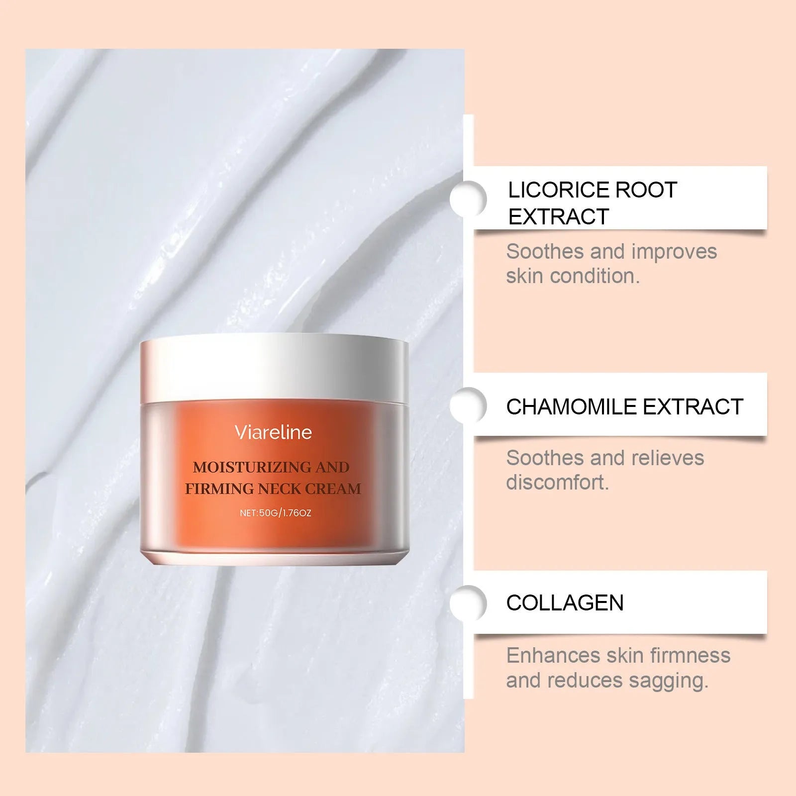 50g neck contour moisturising cream in compact packaging for daily skin tightening treatment