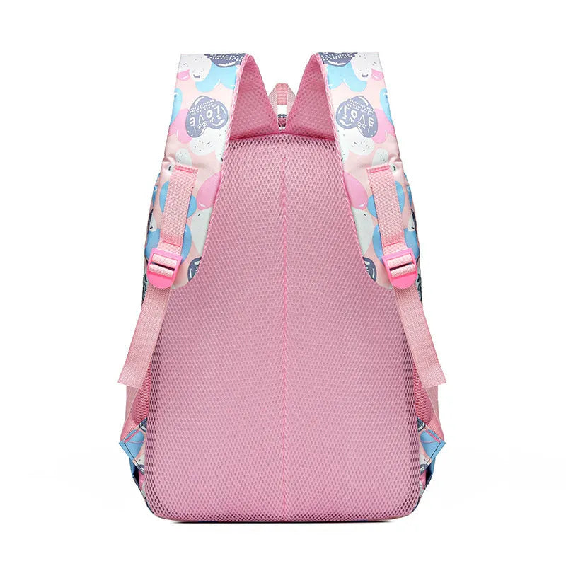 Blue student backpack with air pillow straps, made from Oxford cloth.