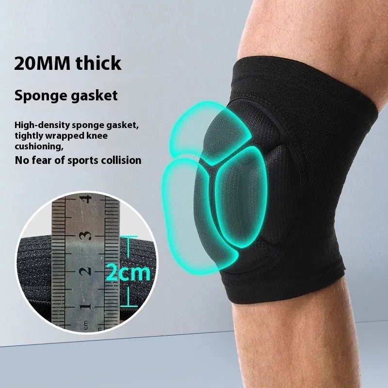 Black breathable knee pad with thickened sponge for sports protection