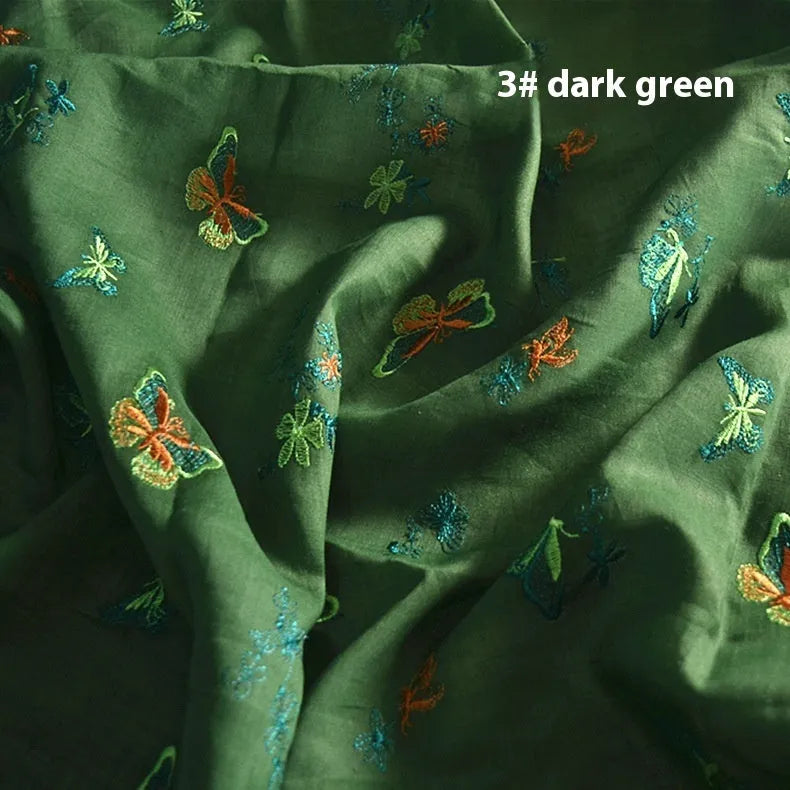 Pure ramie Hanfu embroidery fabric showing texture and available colour options