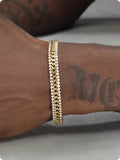 Gold tennis bracelet with titanium steel construction and stone inlay for men and women