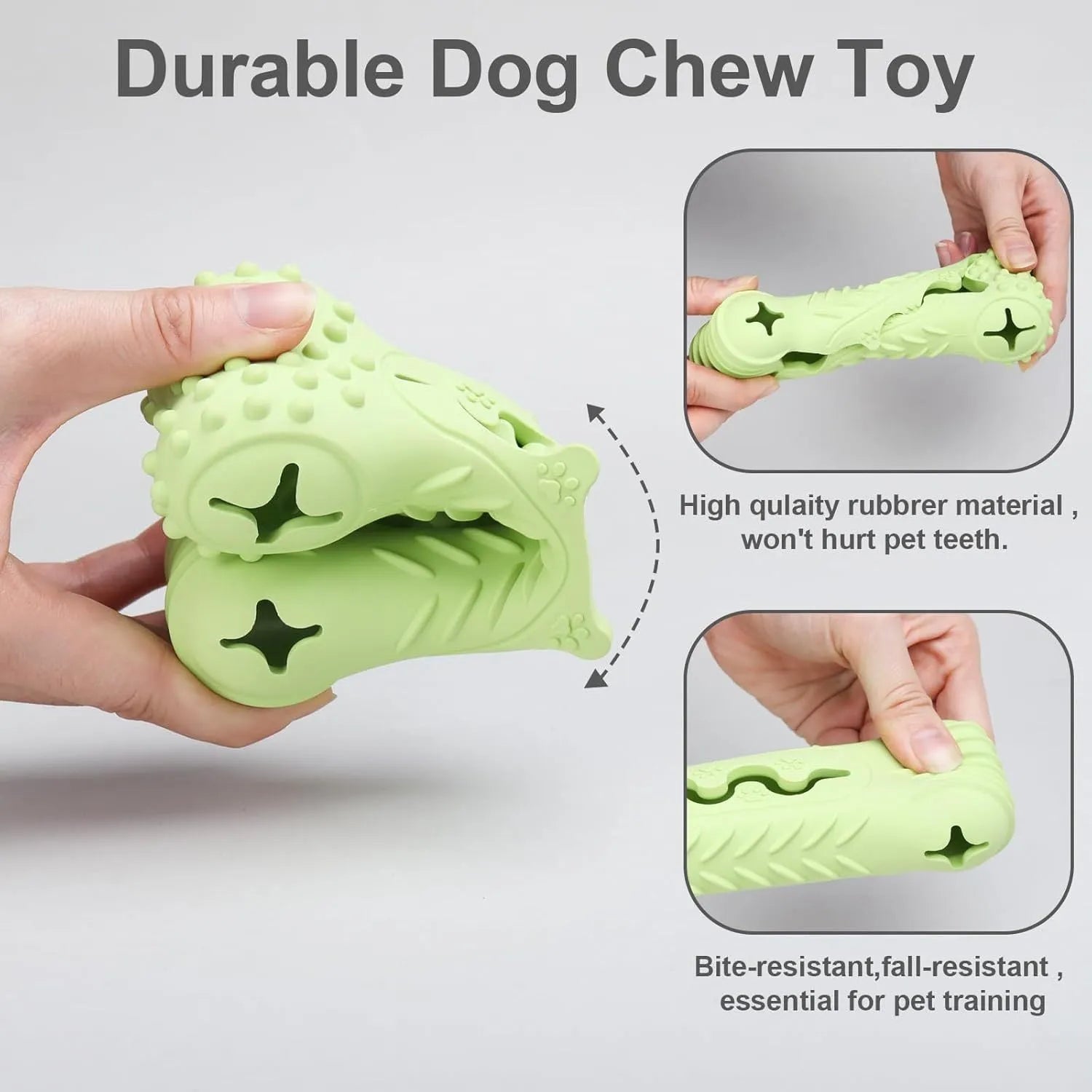Blue natural rubber bone-shaped dog chew toy for aggressive chewers with textured teeth-cleaning surface