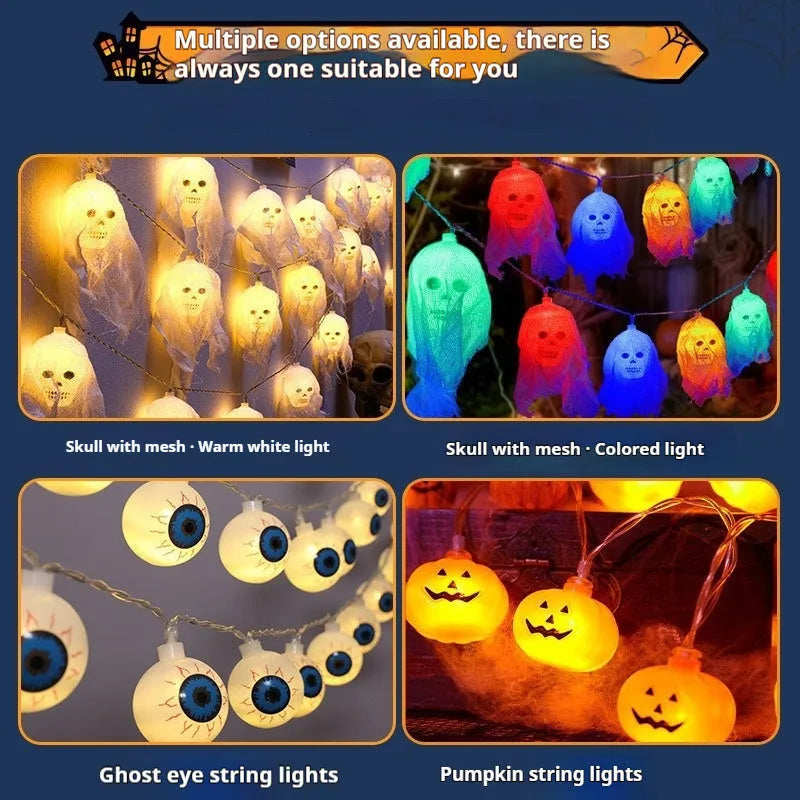 Halloween coloured LED light strand with plastic shell and battery box for indoor wall decoration