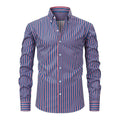 Men's slim fit striped business shirt in polyester blend with long sleeves for formal workwear