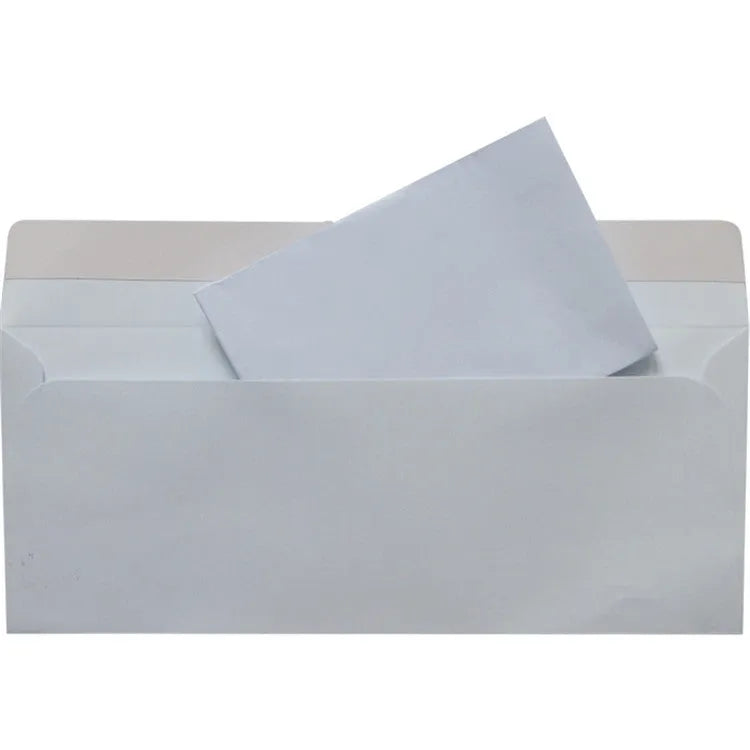 Blue confidential envelope with anti-opening adhesive packaging measuring 105x240mm