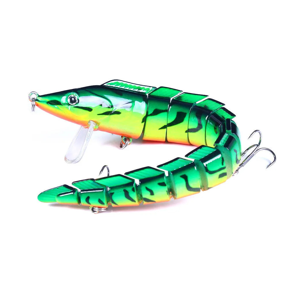 Multi-section simulated fish loach fishing lure measuring 23cm with #2 hooks