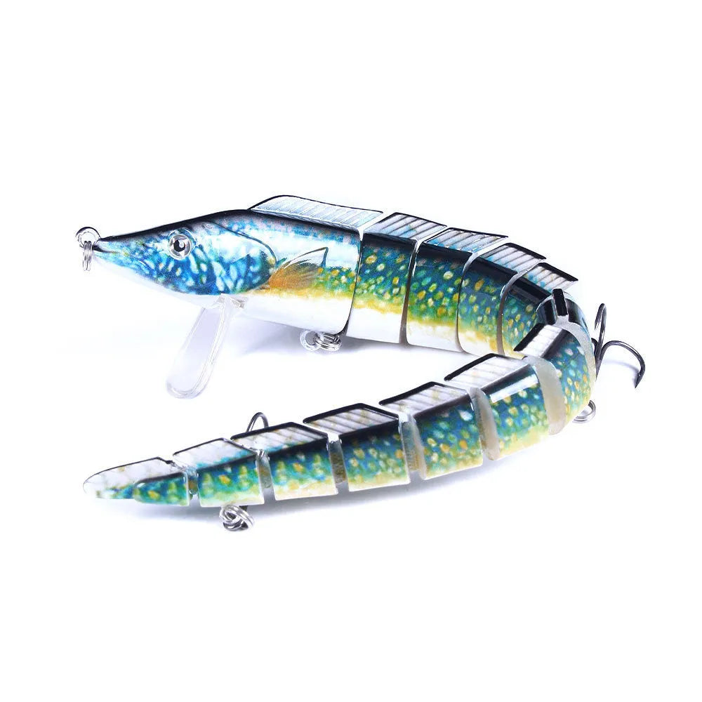 Multi-section simulated fish loach fishing lure measuring 23cm with #2 hooks