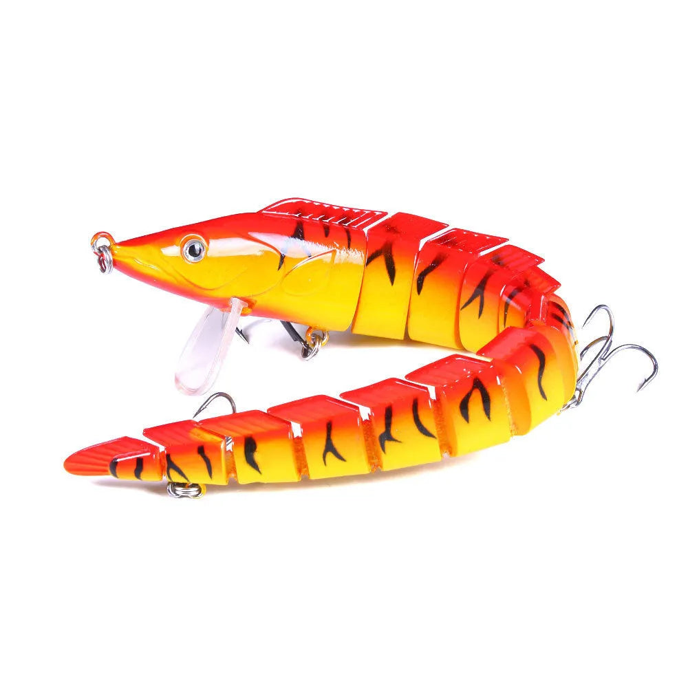 Multi-section simulated fish loach fishing lure measuring 23cm with #2 hooks