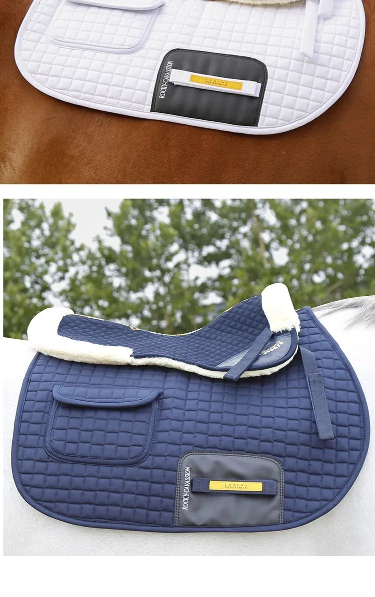 Riding saddle pad for shock absorption in equestrian and cycling waist protection