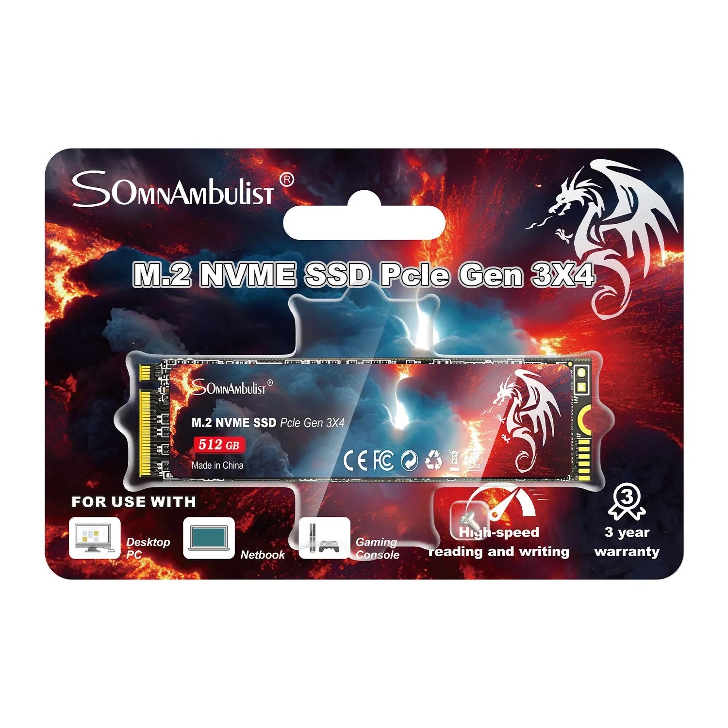 M.2 solid state drive for desktop computers with PCIe 3.0 interface and 80 x 22 mm dimensions