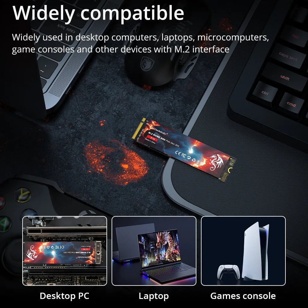 M.2 solid state drive for desktop computers with PCIe 3.0 interface and 80 x 22 mm dimensions