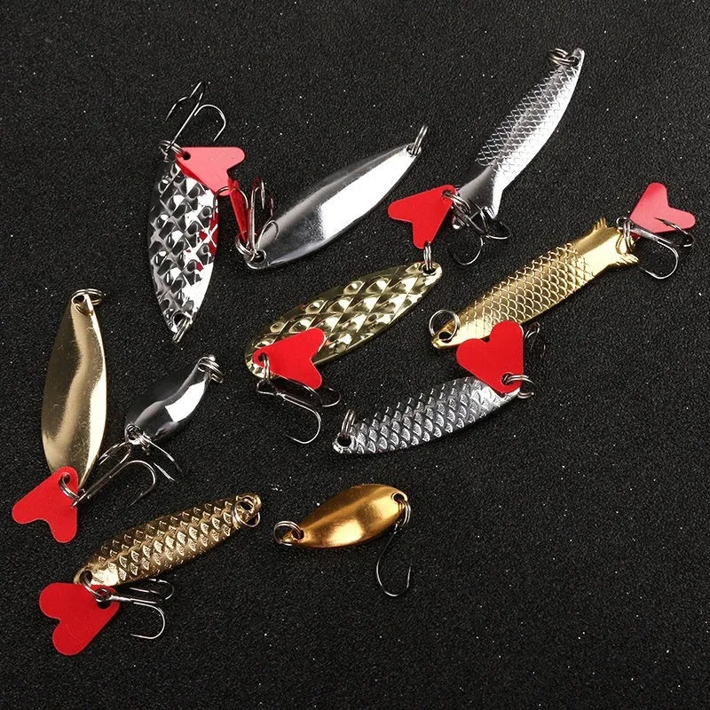 Pineapple sequin fishing lure set with metal components and gold silver colour options