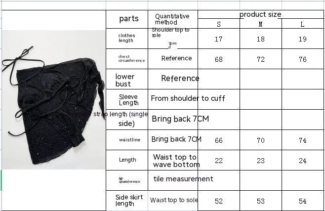 Black three-piece bikini swimsuit set with separate top and shorts on mannequin