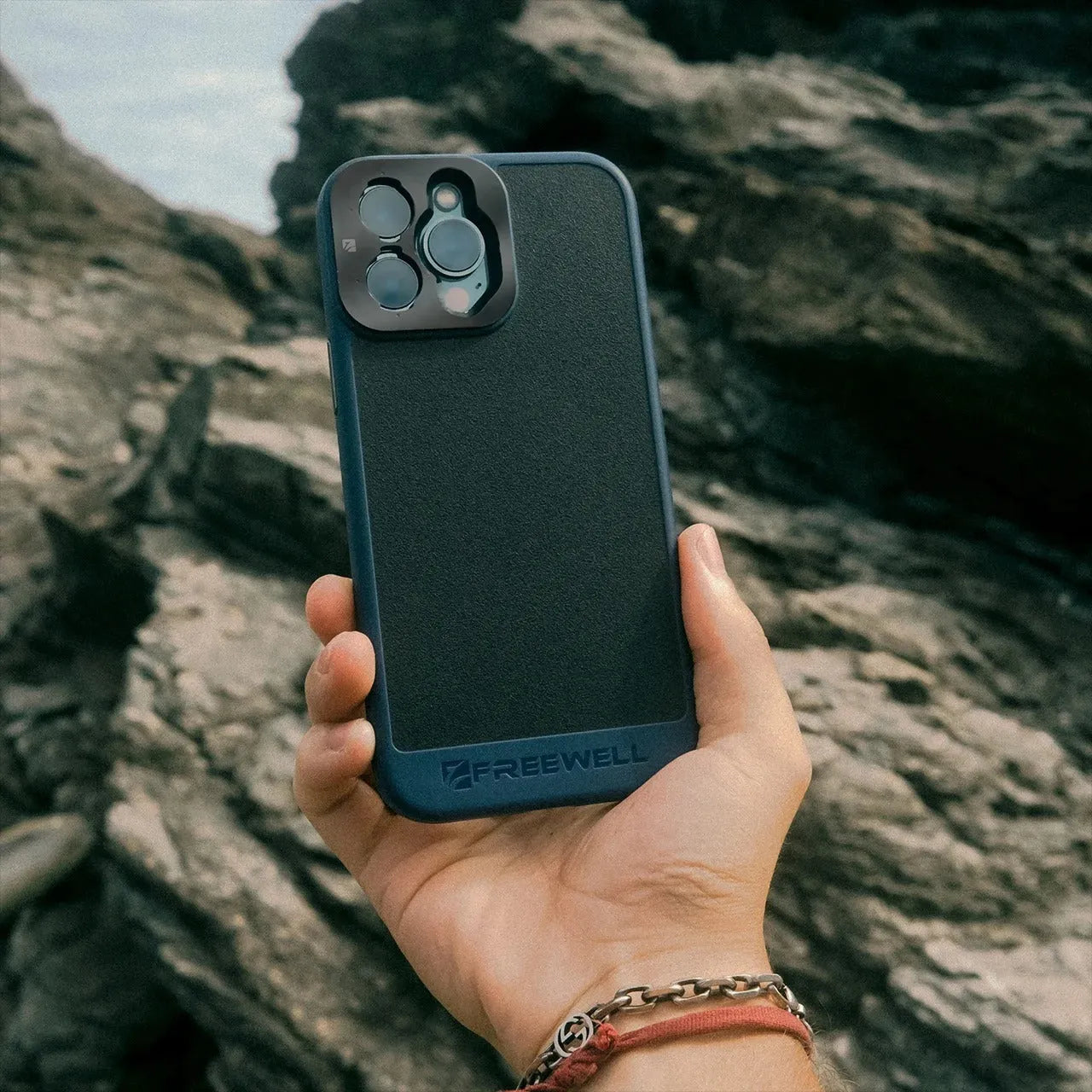 Black phone case compatible with iPhone 13 Pro, 14 Pro and 15 Pro models