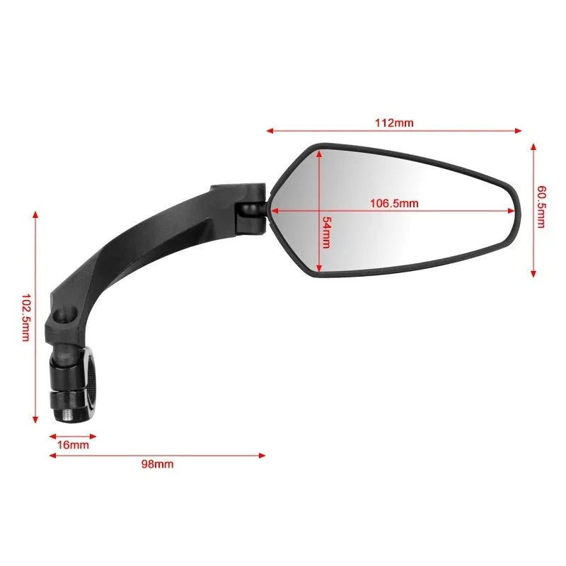 Black PMMA acrylic bicycle rearview mirror for mountain bikes with rotatable mounting