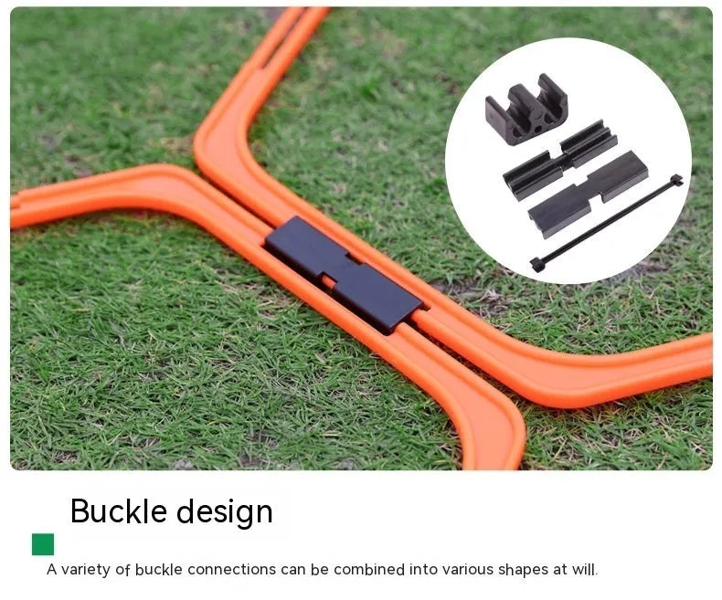 Six foldable hexagon football agility training rings in green, orange, and yellow colours