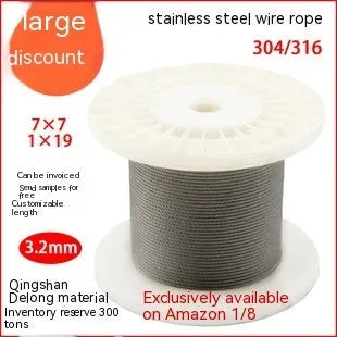 304 stainless steel invisible anti-theft security cable showing double twist construction and coated finish