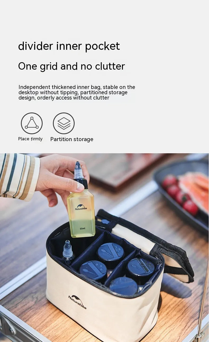 Naturehike six-piece portable PP seasoning bottle set for outdoor picnics.