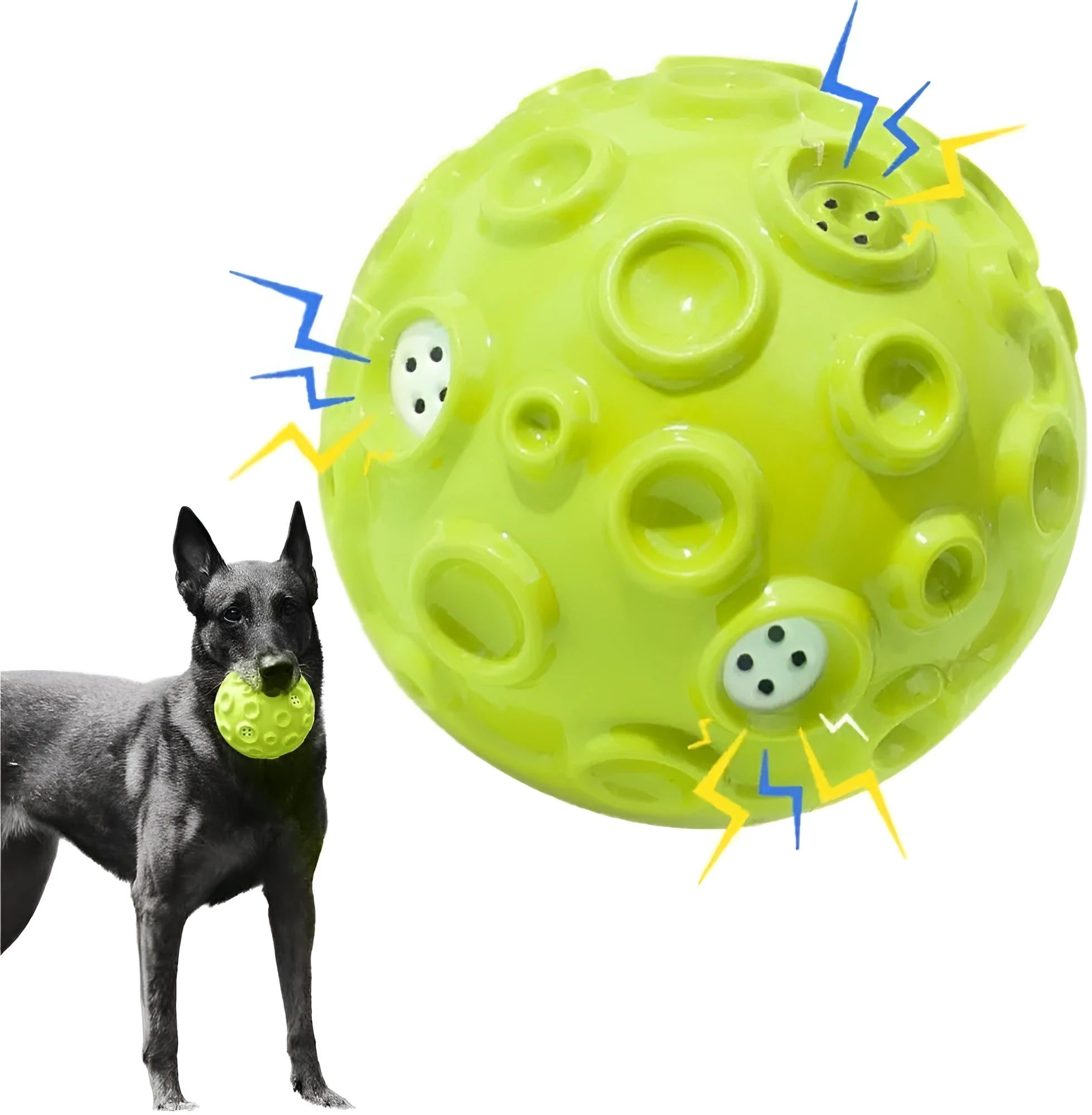 Coloured natural rubber dog toy ball with a bumpy texture for aggressive chewers and teeth cleaning