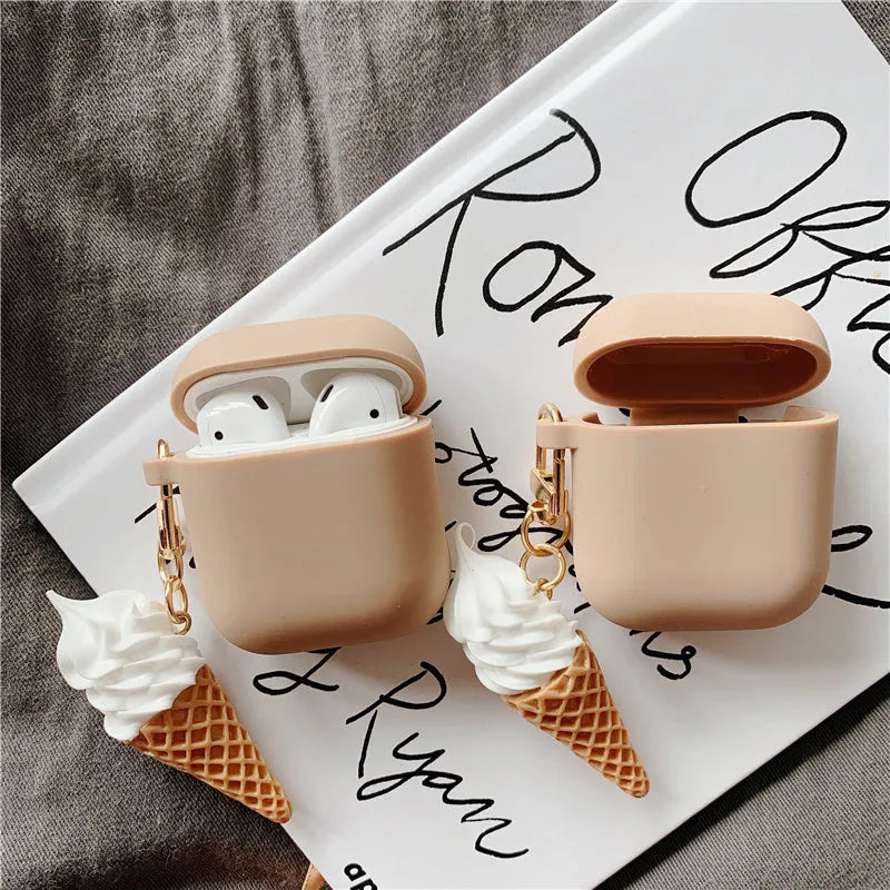 Cylinder ice cream pattern silicone case for Apple AirPods 2 wireless headphones