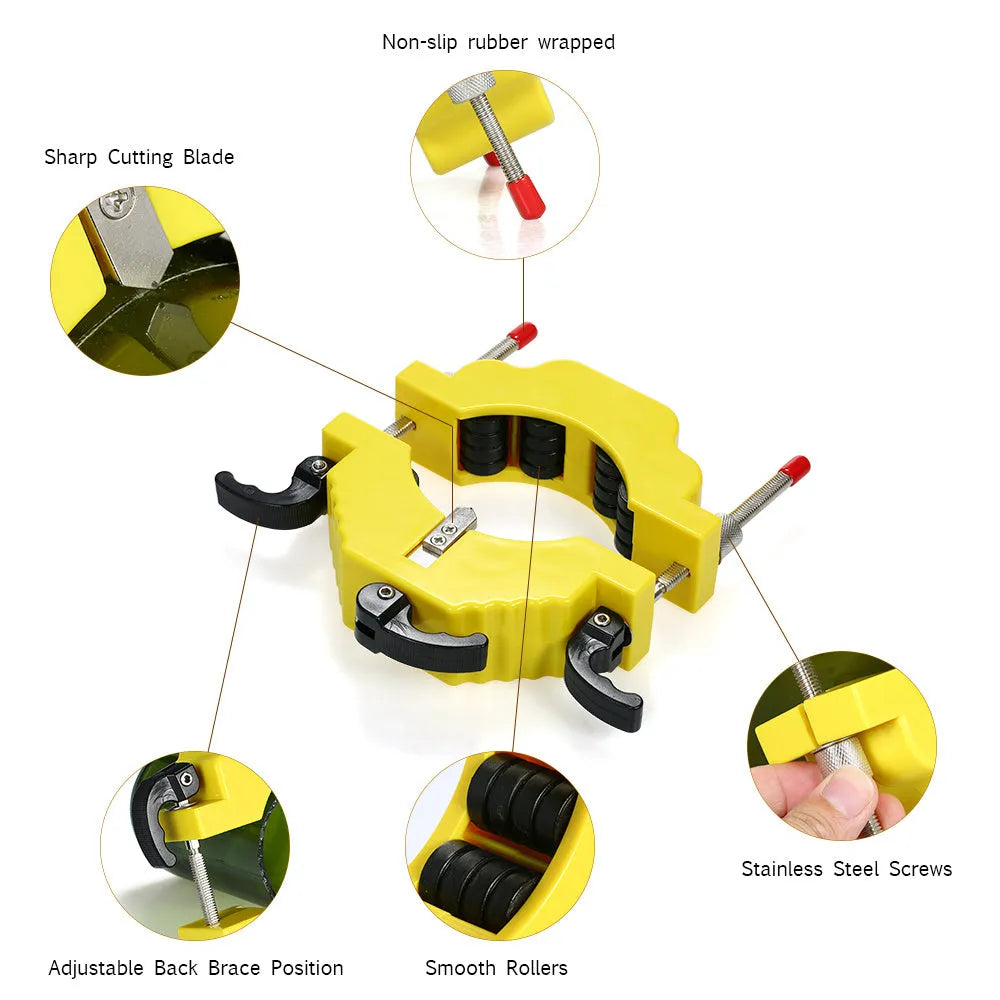 Yellow bottle cutter tool for cutting glass beer and wine bottles in DIY crafts