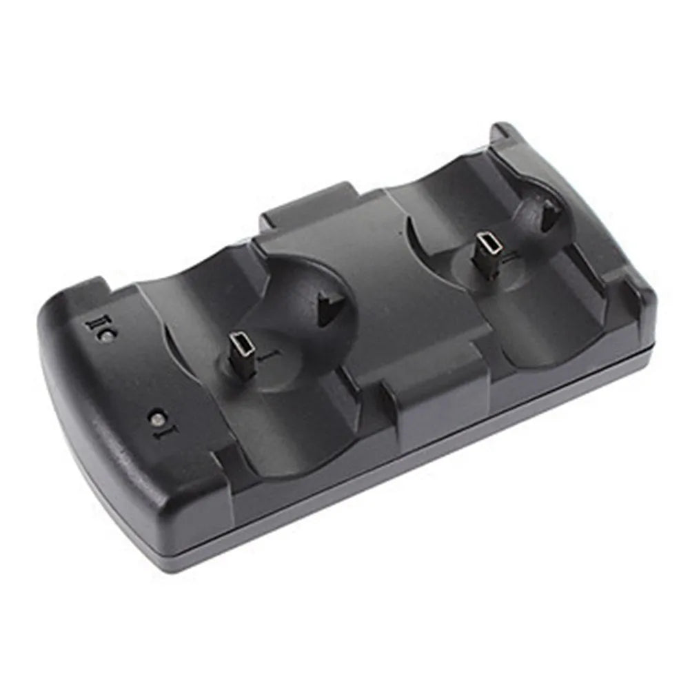 Black PS3 dual controller charging dock with USB cable for simultaneous wireless charging