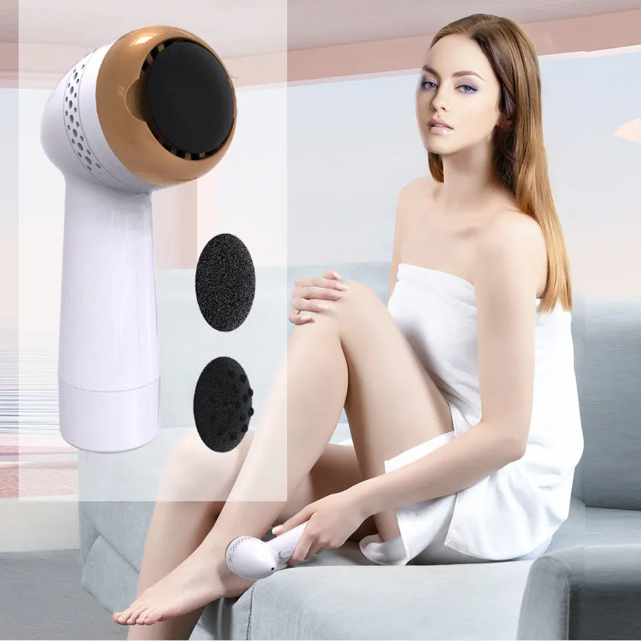 Electric foot grinder with quartz grinding head in gold, pink gold, and white silver colour options