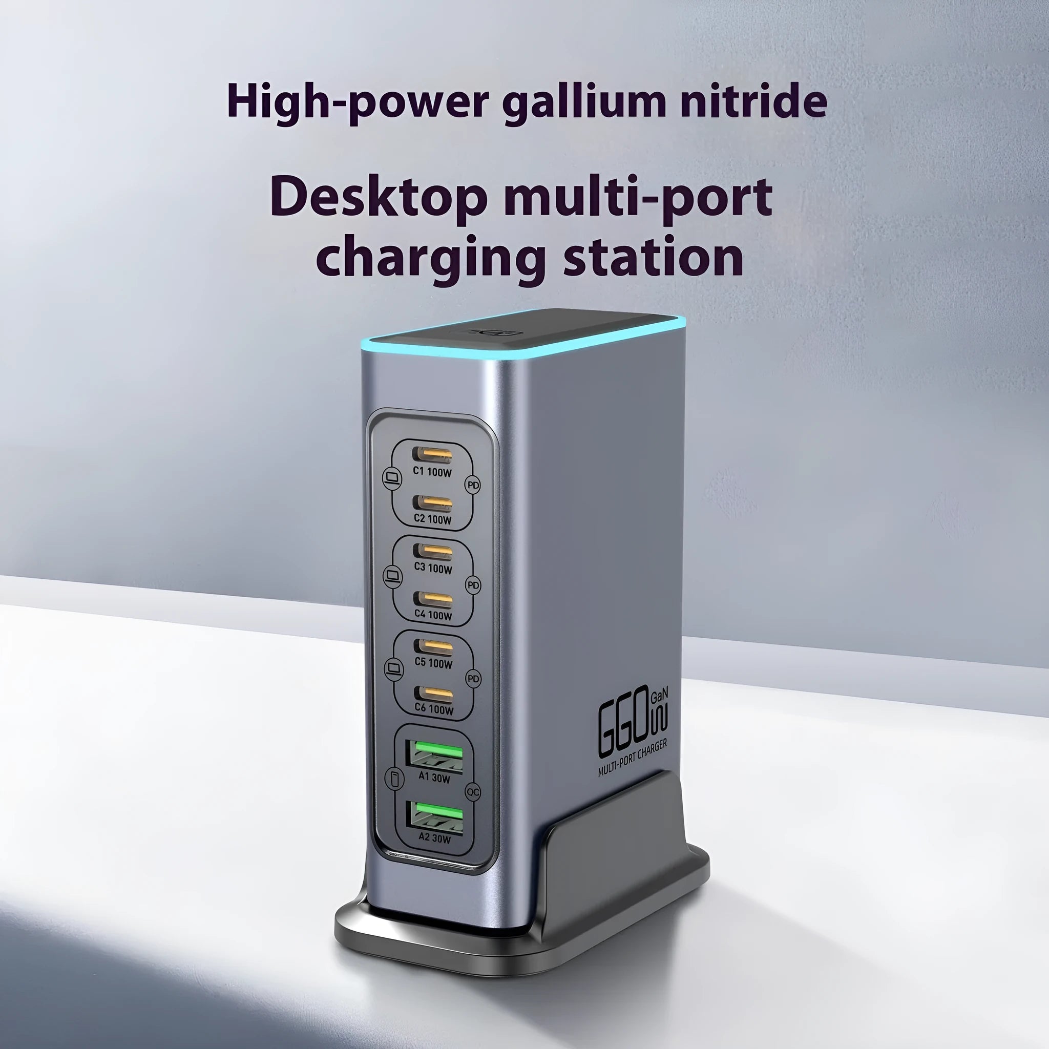 660W gallium nitride desktop fast charger with multiple TYPE-C ports and international plug options