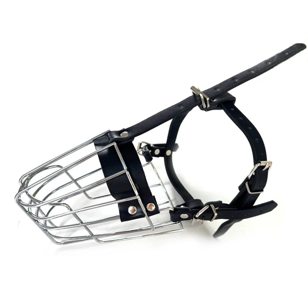 Black metal dog muzzle for a Golden Retriever or German Shepherd