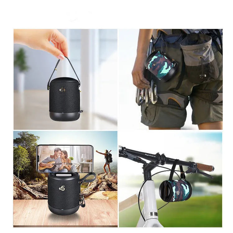 Mini waterproof portable Bluetooth speaker with subwoofer card in five colour options