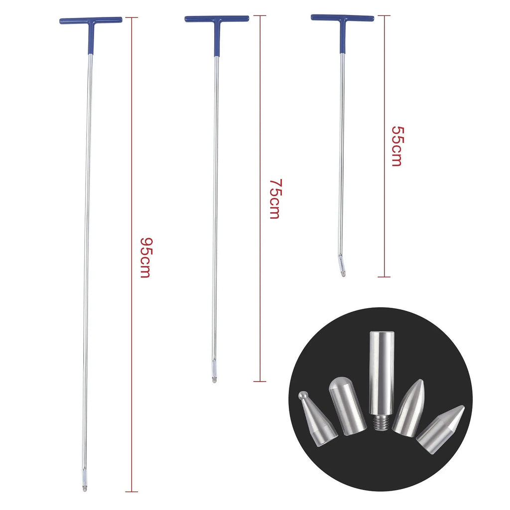 Three-piece alloy steel car dent repair tool set with hook and crowbar designs