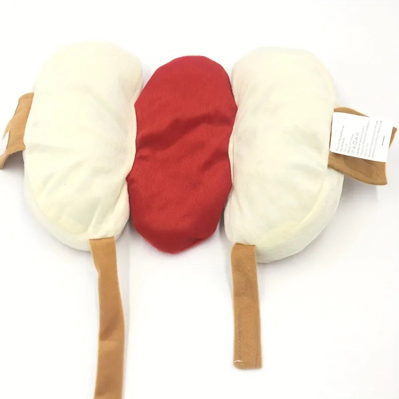 Funny hot dog costume for small dog with elastic belly strap and hook-and-loop fastener
