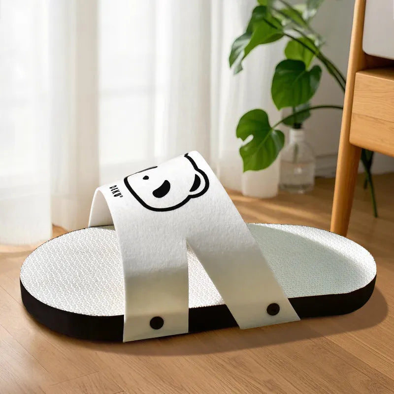 White corrugated paper cat scratch board slipper style design