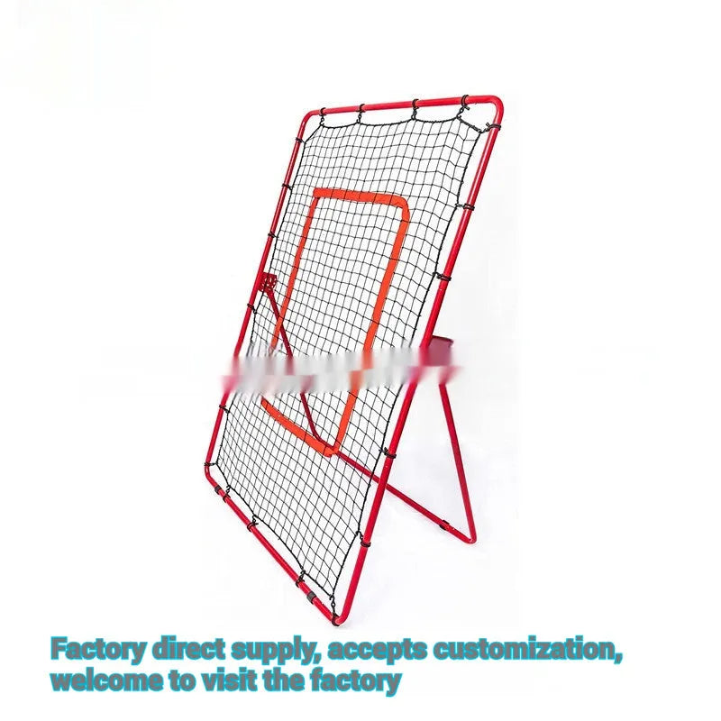 Red 4x6ft adjustable baseball training net with metal frame and carry bag