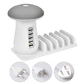 Besegad mushroom-shaped white LED desk lamp and USB charging station with five ports