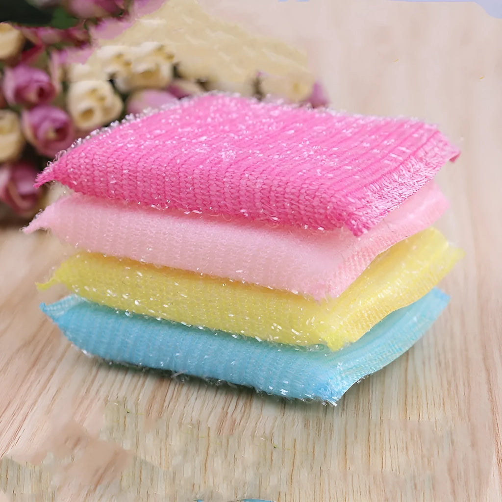 Macaron coloured pinstripe fabric dishwashing sponge mop for wet and dry kitchen cleaning.