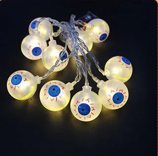 Halloween LED string lights with pumpkin lantern and ghost pendants on 1.2m cord