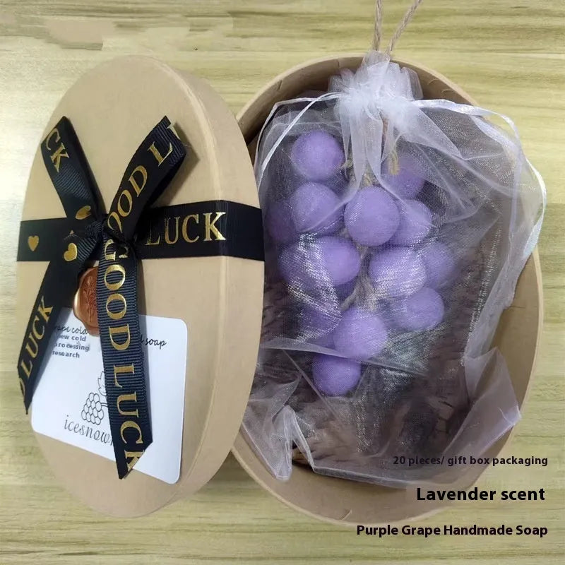 Handmade grape soap bar with 120g net content in black, green, purple and litchi scent varieties