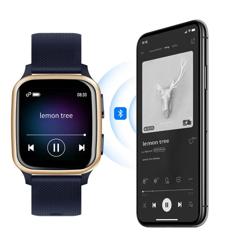 Aluminium alloy smart bracelet with Bluetooth calling and health monitoring features in blue colour