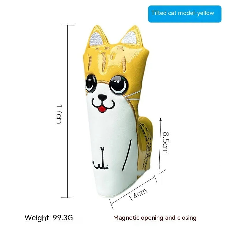 Golf putter sleeve with novelty design options for straight bar clubs