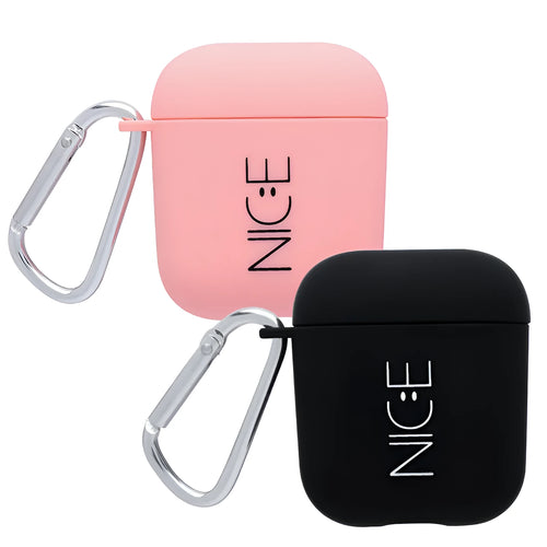 Black and pink PC AirPods case covers with flower love smiley face decorative designs