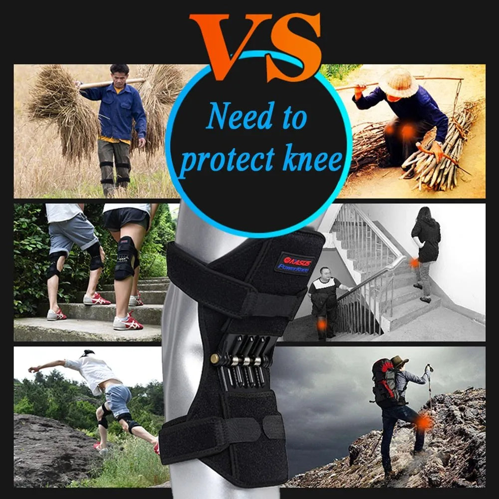 Adjustable knee brace support with spring mechanism and breathable fabric for sports