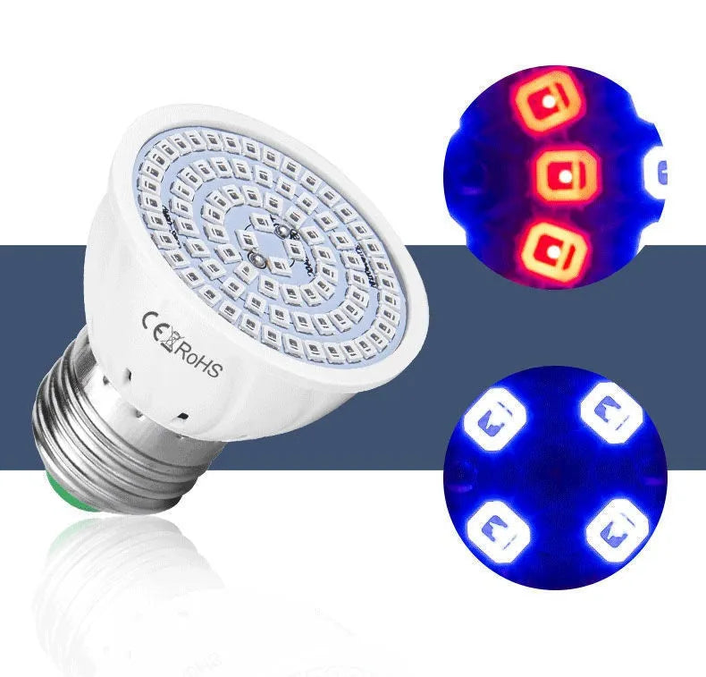 White LED plant growth fill light with 80 beads for indoor potted plants covering 30-80 square centimetres.