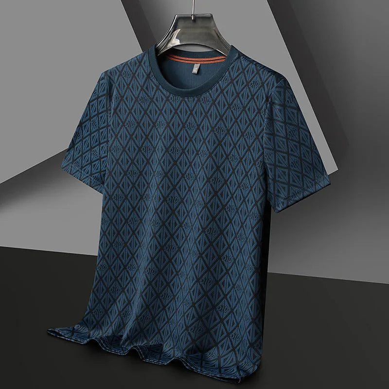 Men's round neck short sleeve T-shirt in ice silk fabric with antibacterial properties