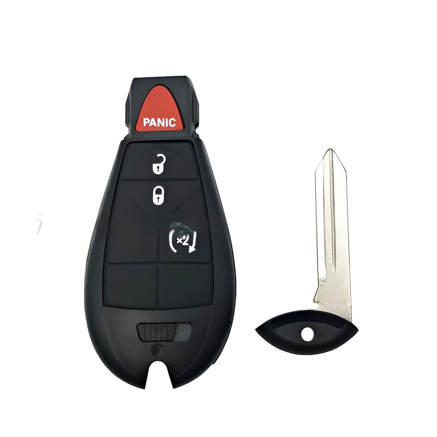 Dodge car smart card key replacement shell in nylon and ABS brass, dimensions 85mm x 42mm x 15mm.