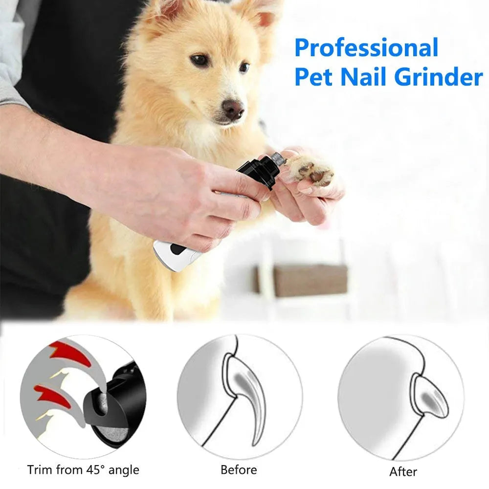Electric dog nail grinder showing LCD display and three-speed settings